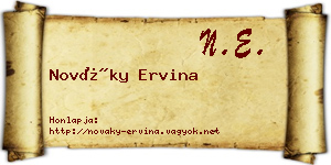 Nováky Ervina névjegykártya